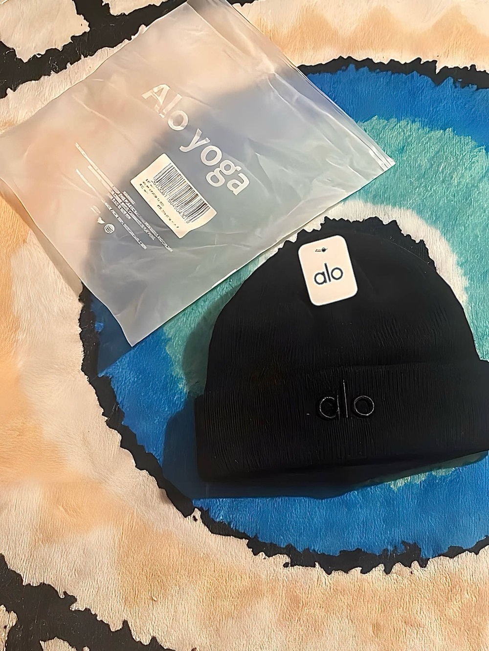 ALO Yoga Kids Black Ribbed Beanie with Subtle Logo
